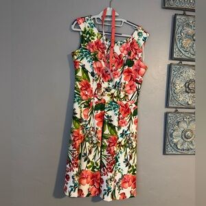Dress Barn Floral Mini Dress - Red and Green